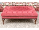 Quality Oversized Custom Upholstered Mahogany Ottoman