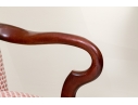 Fabulous Pair Of Mahogany Goose Neck Upholstered Armchairs