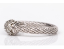 18k White Gold Lovely Cable And Pave Diamond Ball Ring, App. 0.18 TCW, Size 6