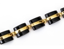 18k Yellow Gold Beautiful Chunky Square Black Onyx Pillow Link And Coral Set Necklace