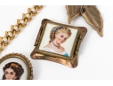 Collection Of Fashion And Limoge Brooches, Necklace And Two Jewelry Boxes
