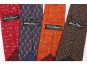 Four Beautiful Salvatore Ferragmo Mens Silk Neck Ties, Made In Italy (Orange)