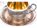 Five Piece Collection Of Silver Plated Cups, With A Saucer
