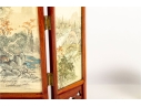 Miniature Chinese Hand-Painted Silk Folding Table Screen