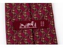 Hermes Burgundy And Gold Anchor Motif Silk Tie, With Box