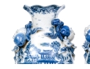 Pair Of Decorative Chinese Export Style Blue And White Porcelain Vases 