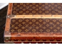 Antique Louis Vuitton Canvas Covered Brass Mounted Steamer Trunk
