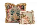 Two Accent Pillows, Including An 18th C. Tapestry Fragment Embroidered Onto A Later Needlepoint Pillow