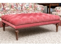 Quality Oversized Custom Upholstered Mahogany Ottoman