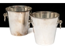 Pair Of Quality Silver Plated Ice Coolers With Loose Ring Handles
