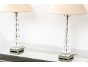 Pair Of Chic Glass Stacked Bubble Table Lamps