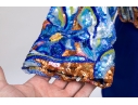 Neman Marcus Stunning Blue Dress With Sequinned Floral Jacket, Size 8