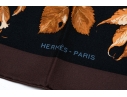 Hermès Striking Fall Leaves Motif Brown And Black Toned Silk Scarf