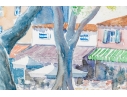 Signed Watercolor On Paper, Village Scene