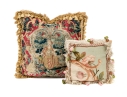 Two Accent Pillows, Including An 18th C. Tapestry Fragment Embroidered Onto A Later Needlepoint Pillow