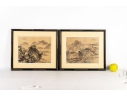 Pair Of Chinese Shan Shui Landscape Paintings On Silk