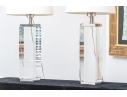 Restoration Hardware Quality Pair Of Solid Crystal Table Lamps