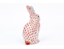 Herend Hungary Porcelain Seated Bunny Figure, Rust Fishnet Pattern