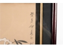 Pair Of Framed Asian Paintings On Silk Of Cranes