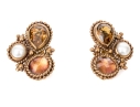 Stephen Dweck Fabulous Citrine, Quartz And Cultured Freshwater Pearl Costume Jewelry Earrings