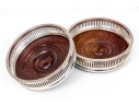 Pair Of Quality Silverplate Wine Coasters