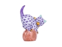 Herend Hand Painted Purple Fishnet Miniature Cat On A Ball Figure 