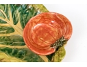 Italian Hand-Painted Ceramic Chip And Dip Leaf Form Bowl