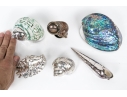 Group Of Six Fine Decorative Silver Clad Shells With Ruzzetti Italy