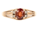14k Yellow Gold Garnet And Diamond Ring, App. 0.04 TCW In Diamonds, Size 6