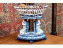 Decorative Blue And White Porcelain Compote Centerpiece