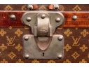Antique Louis Vuitton Canvas Covered Brass Mounted Steamer Trunk