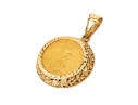 14k Yellow Gold Ornate Coin Holder Pendant With A 2001 $5 American Gold Eagle Coin