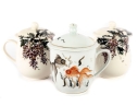 Grouping Of Three Chinese Porcelain Lidded Tea Mugs