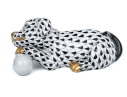 Herend Hungary Hand-Painted Porcelain Puppy With Ball, Black Fishnet (VHNM) Pattern