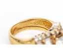 14k Radiant, Cut, Round And Baguette Diamond Ring With Attached Band, App. 1.02 TCW, Size 4.5