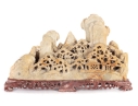 Chinese Carved Soapstone Landscape Display