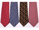 Four Beautiful Salvatore Ferragmo Mens Silk Neck Ties, Made In Italy 