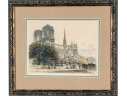 J. Wolf, Hand-Colored Etching, Notre Dame Paris On The Seine