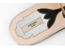 Prada Lovely Silver And Gold Metallic Leather Flat Sandals, Size 37