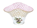 Rare Herend Hungary Hand-Painted Porcelain Openwork Basket Vase, Rothschild Bird (RO) Pattern
