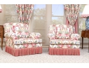 Lavish Pair Of Custom Upholstered Chairs With Bullion Fringe
