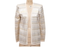 St. John Ivory White Cardigan With Gold & Silver Toned Accents, Size 10