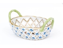 Herend Hungary Hand-Painted Porcelain Openwork Basket - Rothschild Bird (RO) Pattern