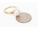 Tiffany & Co. 14k Yellow Simple Cultured Freshwater Pearl Solitaire Ring, Size 3, See Note