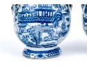 Pair Of Decorative Chinese Export Style Blue And White Porcelain Vases 