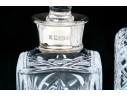 Group Of Three English Cut Glass Decanters Or Perfumes With Sterling Silver Collars