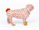 Herend Hungary Hand-Painted Porcelain Bulldog, Rust Fishnet Pattern, First Edition