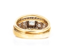 14k Radiant, Cut, Round And Baguette Diamond Ring With Attached Band, App. 1.02 TCW, Size 4.5
