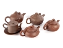 Collection Of Five Traditional Chinese Yixing Zisha Clay Teapots