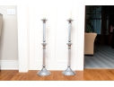 Pair Of Cast Aluminum Floor Candlesticks